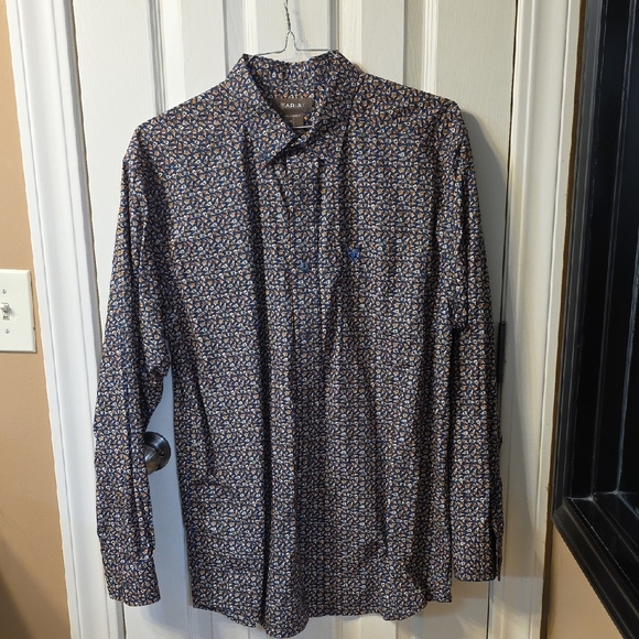 Ariat Other - Ariat Men's Blue and Brown Patterned Dress Shirt